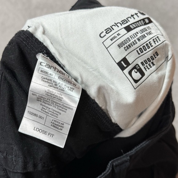 Carhartt Women's Rugged Flex Loose Fit Canvas Work Pants 4 Reg BN2080-W Black - Picture 8 of 13